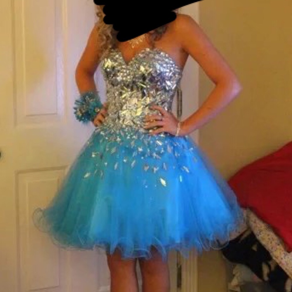 Clarissa teal blue prom dress